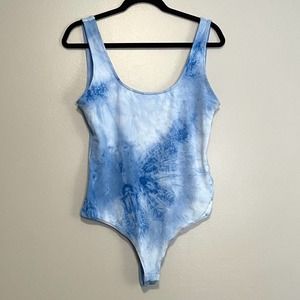 Sophie Rue Blue Tie Dye Thong Tank Style Bodysuit NEW Large